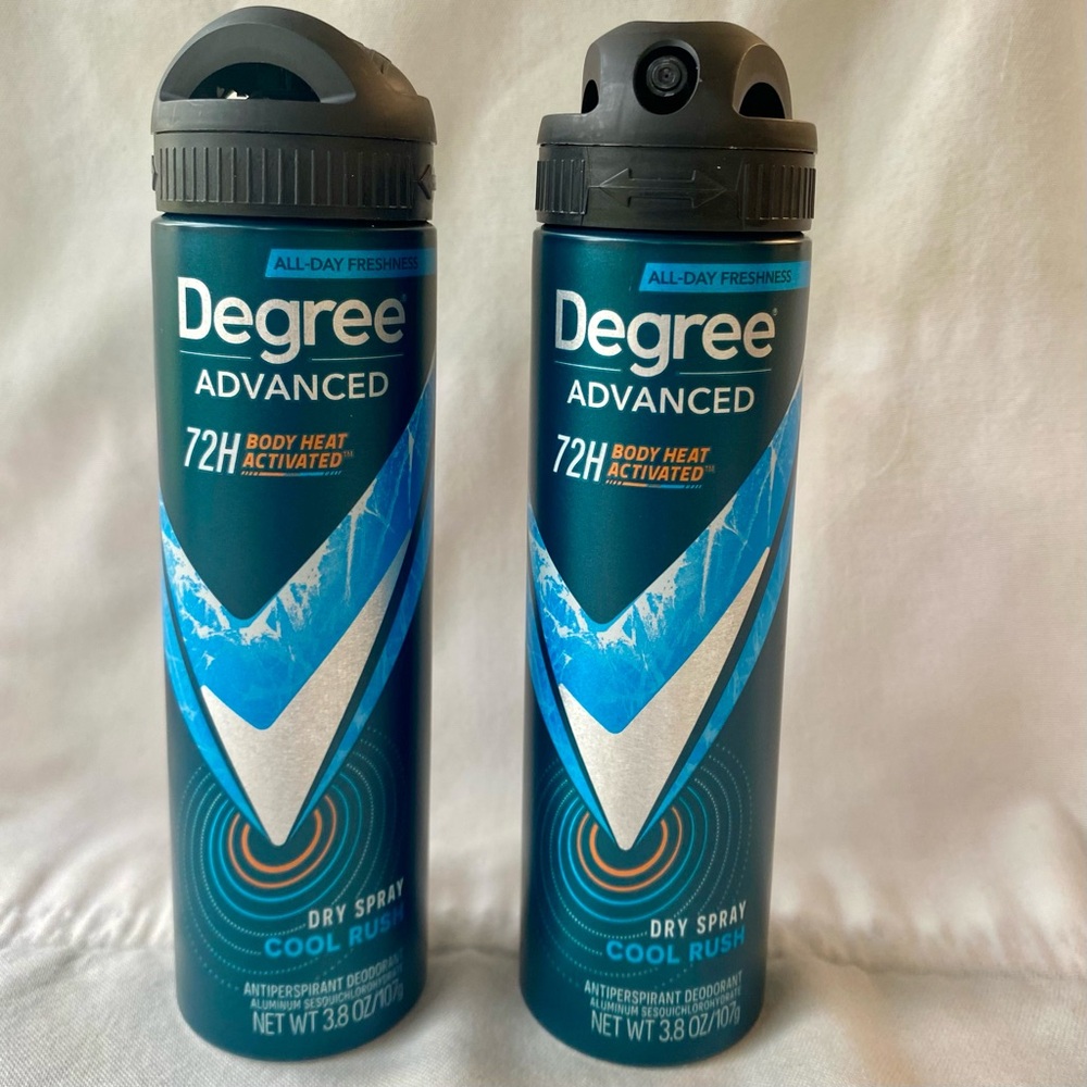 2 Degree Advanced Men's Antiperspirant Dry Spray Cool Rush Deodorant 3.8 Oz Each